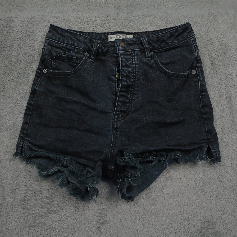 We The Free Shorts Womens 27 Black Denim Cut Off Button Fly Preppy Casual